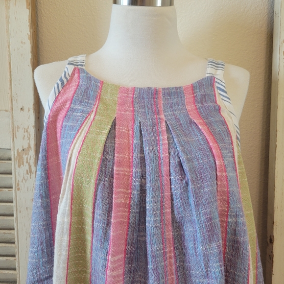Anthropologie Krisha sleeveless striped multicolor top women's size Large petite - Picture 3 of 12